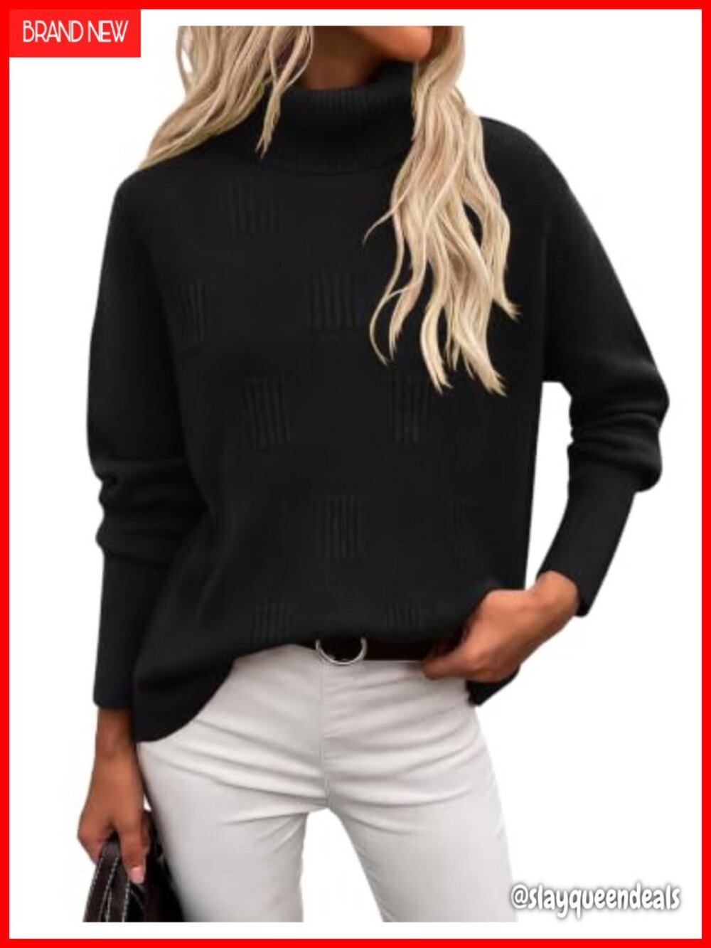 Viscose Nylon Blend Turtleneck Sweater Ribbed Long Sleeve Knit Pullover